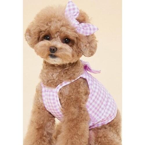 Dog Shirt Bowkont Design Breathable Sleeveless Puppy Plaid T-shirt for Summer Samll Medium Dog Clothes Chihuahua