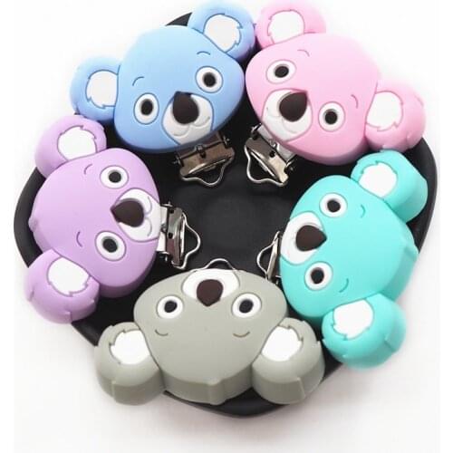 Chenkai 50PCS Silicone Koala Clips DIY Baby Teether Pacifier Dummy Chain Holder Soother Nursing Jewelry Toy Clips BPA Free