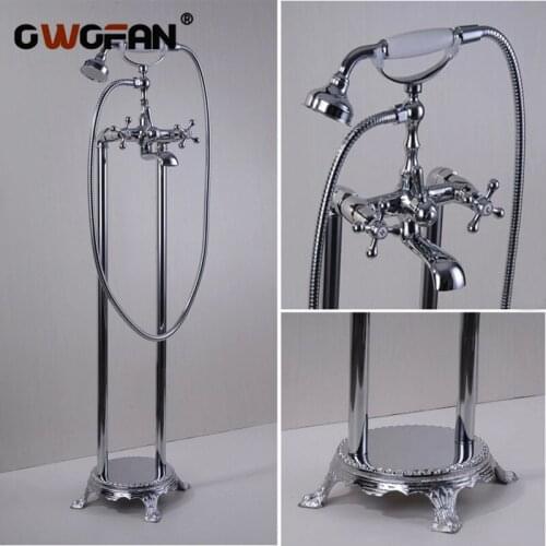 Shower Faucets Shower System Mixer Taps Chrome Bath Floor Faucets Classic Plumbing Shower Head For Crane Bathtub Faucet HJ-5033