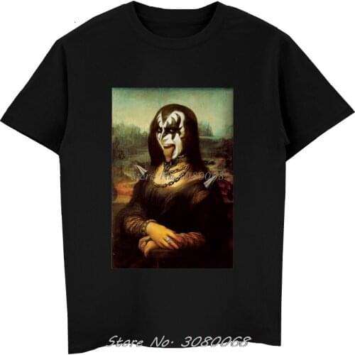 Unique Mona Lisa Kiss T-Shirt Funny Creatures Destroyer Neon Rock Love Face Gene O-Neck Cotton Short Sleeve Mens T Shirt New