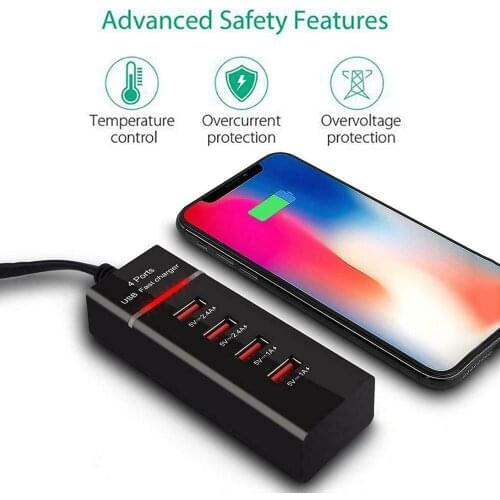 USB Charger for iPhone Samsung Android 5V 3A 4-Ports Mobile Phone Universal Fast Charge Adapter EU US Plug