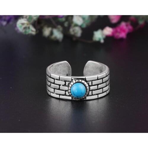 Exaggerated Personality Silver Color Blue Rings for Women Adjustable Size Open Rings Fashion Jewelry
