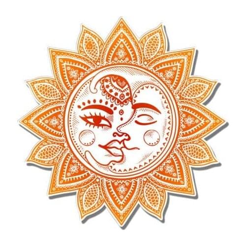 Sun Moon Stars Celestial - 3" Vinyl Sticker - For Car Laptop I-Pad Phone Helmet Hard Hat - Waterproof Decal