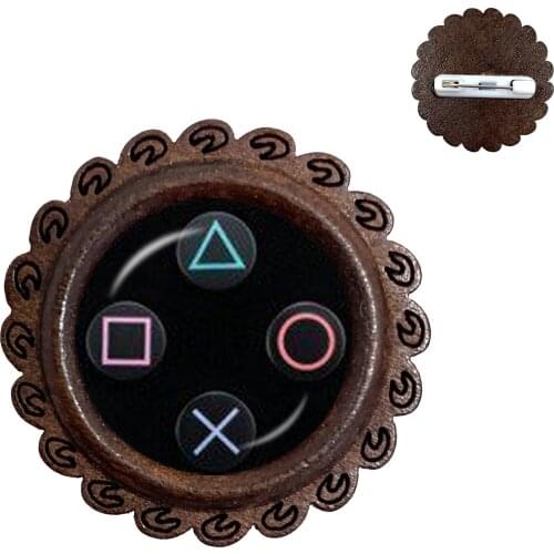 Vintage Video Game Controller Brooch Cool Men Gaming Gamer Pins Gift Retro Controller Gamepad Wood Brooches Pins Gift