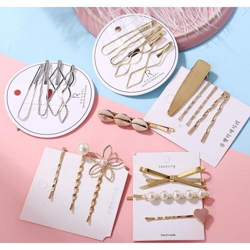 Poputton Shell Vintage Gold Silver Color Simulated Pearls Hair Stick Bridals Hair Pin Hairpin Pearl Hair Barrettes Jewelry