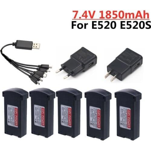 7.4V 1850MAH 25C LiPo Battery Charger Sets For E520 E520S RC Quadcopter Drone Spare Parts 2s 7.4V Drones Battery