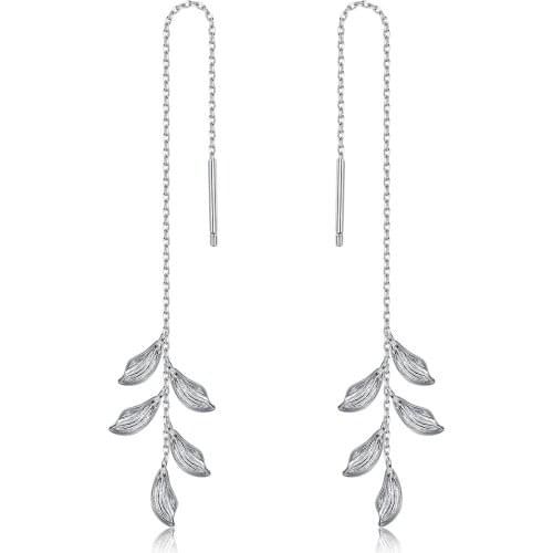 ZEMIOR 100% 925 Sterling Silver Earrings For Women Drop leaf Shape Simple Fashion Birthday Gift For Girlfriend Fine Jewelry