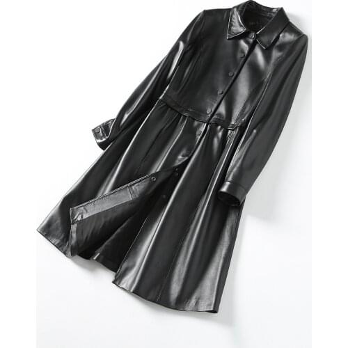 Casual 2020 Genuine Leather Jacket Women Real Sheepskin Coat Long Trench Female Spring Autumn Jackets Women YFG75178A s