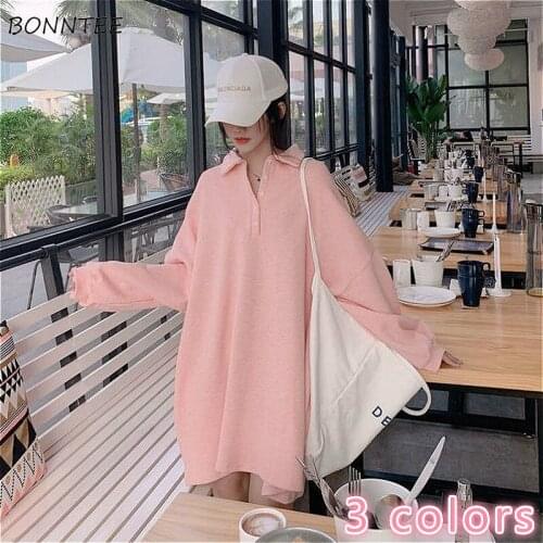 Hoodies Women Sweatshirts Preppy Style Solid Spring Lantern Sleeve Lovely Turn-down Collar Kawaii Pullovers Button Clothing Chic