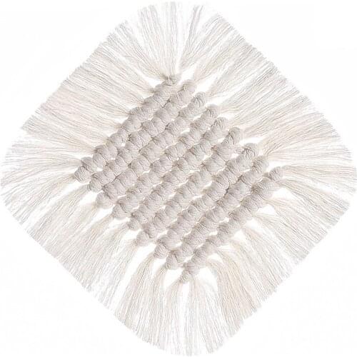 1PC Woven Coaster for Drinks Square Placemat with Tassels Bohemia Tablecloth Northern Europe Style Cup Pad Braid Insulation Mats