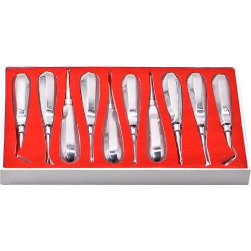 10pcs Tooth Extracting Forceps Dental Elevator Teeth Extraction Stainless Steel Curved Root Lift Elevator Pliers Surgical Tool