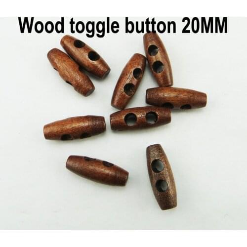 100PCS 20MM Brown Wooden Horn Toggle Clothes Sewing Button Clothing Accessory Coat Buttons WHB-085