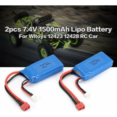 2pcs/set 7.4V 1500mAh Lipo Battery 12423 12428 For Wltoys 12423 12428 Crawler Car Battery 1500 mah 7.4 V Lithium battery