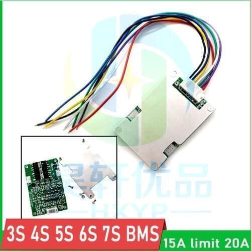 3S 4S 5S 6S 7S 15A limit 20A 18650 Lithium Battery Protection Board 12V 24V 29.4V Li-ion Packs BMS with balance heat sink