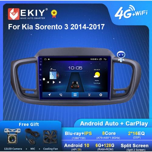 EKIY 10.1 IPS Android 9.0 Car Radio For Kia Sorento 3 2014-2017 Stereo Multimedia Video Player Navigation GPS No 2din Automotivo