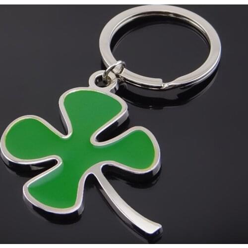 FREE SHIPPING BY FEDEX 100pcs/lot New Fashion Metal Four Leaf Clover Shaped Keyrings Gifts Zinc Alloy Leaf Key Chains