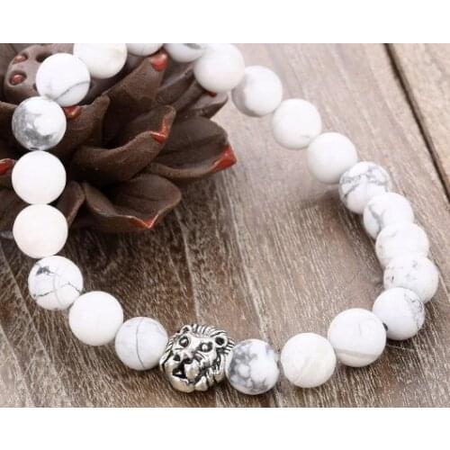 8mm leopard copper gdf2 white Howlite Onyx Yoga elastic thread adjusted bead nature Stone Bracelet men women Bangles