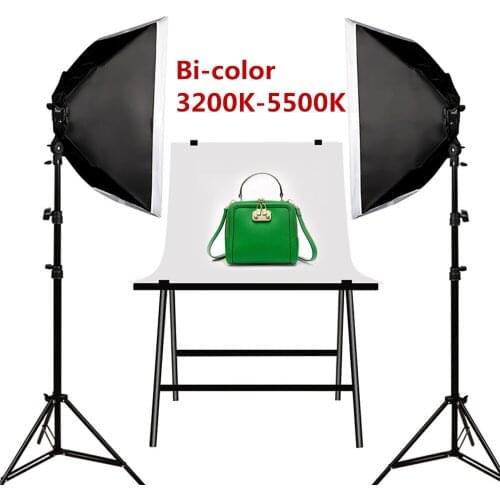 GSKAIWEN Photography Bi-color 3200K-5500K Dimmable LED Video Lamp Studio Light Set with Softbox Tripod Photographic fill light
