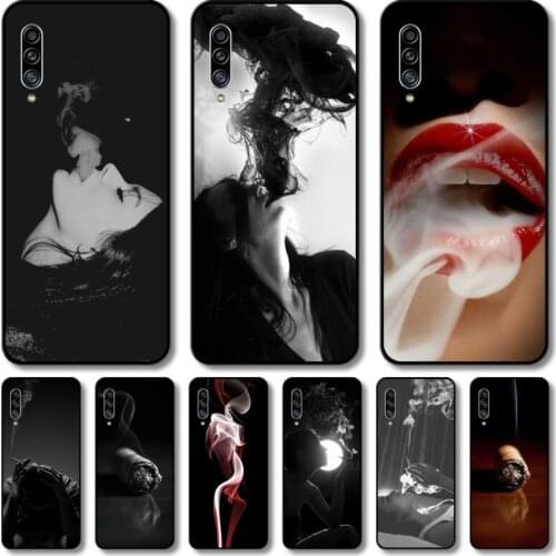 Smoke lady Phone Case Hull For Samsung Galaxy M 10 20 21 31 30 60S 31S Black Shell Art Cell Cover TPU