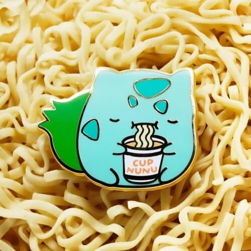 Kawaii Bulbasaurss Cup Nunu Hard Enamel Pin Super Cute Animal Golden Brooch Cartoon Video Games Collectible Badge Jewelry Gift