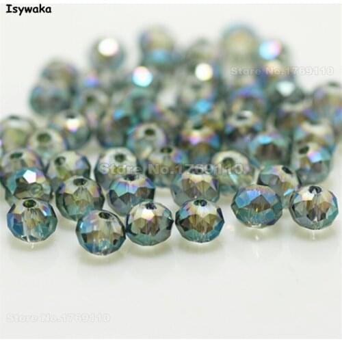 Isywaka Hot Green Color 4*6mm 50pcs Rondelle Austria faceted Crystal Glass Bead Loose Round Beads for Jewelry Making