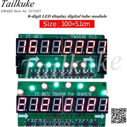 JY-MCU 8-digit Digital Tube + Button + Two-color LED Display Module Red TM1638 Chip with Line
