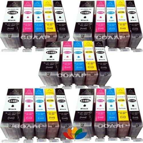 25pcs Compatible Canon 650 651 Ink PGI 650XL CLI 651XL MG6360 MG7160 MG7560 MX726 MX926 Cartridge