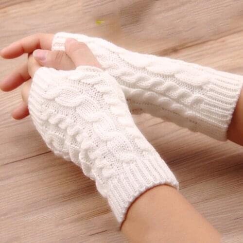 Fashion Women Gloves Stylish Hand Warmer Winter Gloves Women Arm Crochet Knitting Faux Wool Mitten Warm Fingerless Gloves