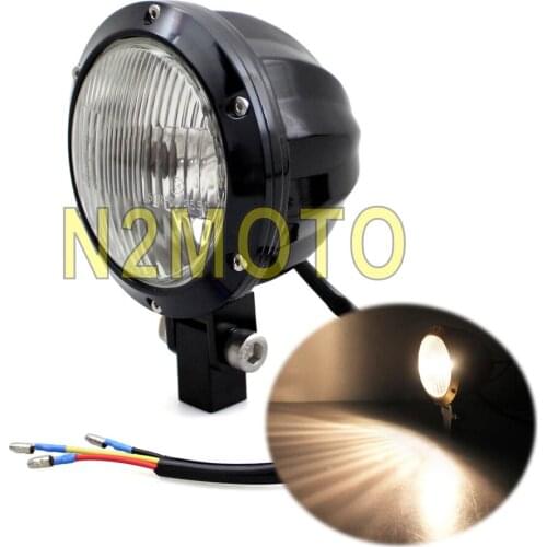 Retro Black 4 Inch Motorcycle Headlight Front Head Lamp Light for Harley Chopper Cafe Racer Scrambler