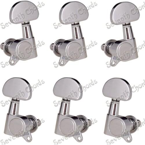 A Set Chrome Guitar Tuning Pegs Tuners Machine Heads for Acoustic Electric Guitar Replacement With Big Semicircle Buttons
