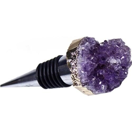 Natural amethyst cluster Shaped Red Wine Champagne Wine Bottle Stopper Valentines Wedding Gifts Reusable Stopper