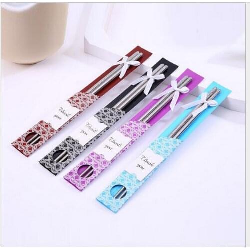 New!!! free shipping 200 pairs/lot wedding gift souvenirs of stainless steel chopstick sets favors, party return gifts for guest
