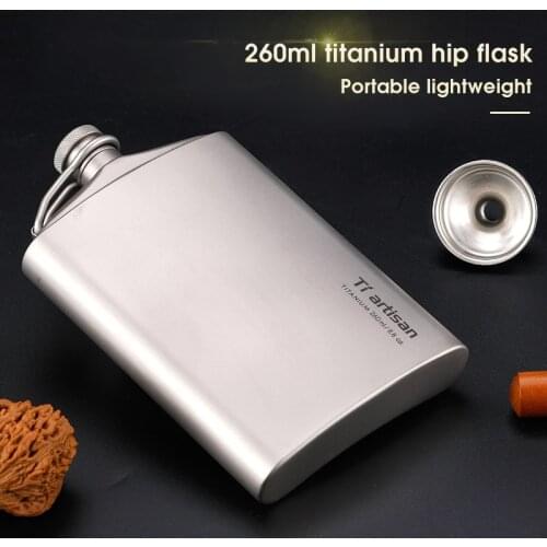 New Home& Kitchen 175ml/ 260ml Titanium Hip Flask Sake Flat Liquor Flask Alcohol Whiskey Wine Flagon Bottle Wearproof Wine Pot