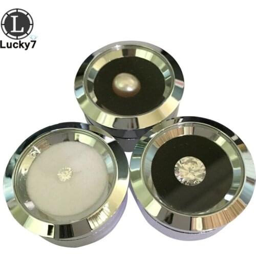 Wholesale 50pcs/lot Round Stainless Steel Diamond Display Box Metal Gemstone Cases Diamond Storage Organizer Box Free Shipping