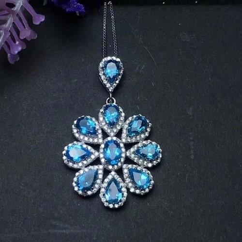 Natural Topstone pendant 925 sterling silver necklace pendant Deluxe Style Mosaic with more than one Topa stone