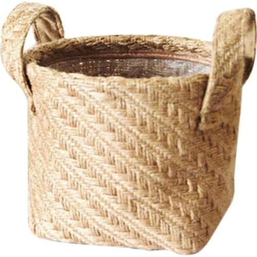 DIY Handmade Woven Flowerpot Storage Basket Desktop Storage Box Decor Garden Sundries Laundry Package