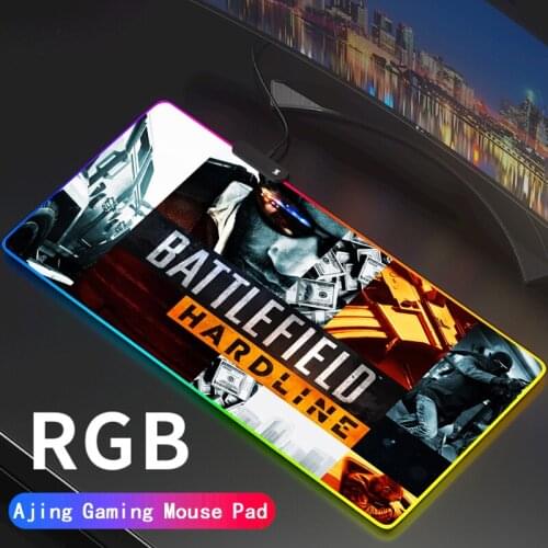Battlefield RGB Mouse Pad Gamer Desktop Keyboard Player Mousepad LED Gaming Mause Mat for PC Desk Support DIY