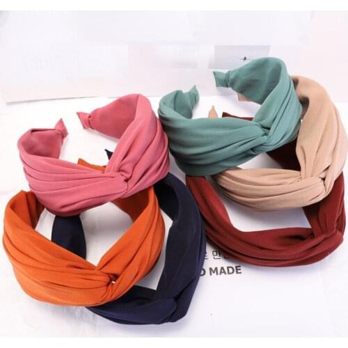 Vintage Bohemian Color Cotton Knotted Hairband Cross Knot Headband customized Hair Accessories