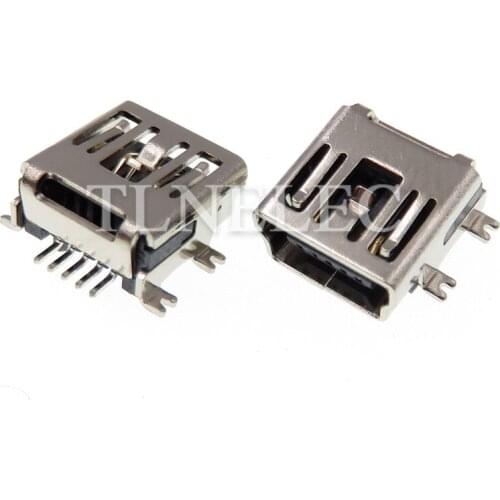 10pcs Mini-USB Data Transmission Interface Plug Connector 5 Pin Famale Socket Adaptor Flat Edge Port Micro Receptecle