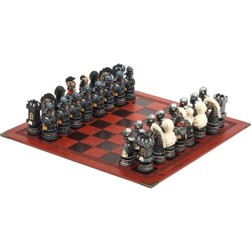 Horror Theme Chess Resin Material Hand-painted 32 Pieces with Embossed Leather Chess Board Gift Board Games Can Choose From Many