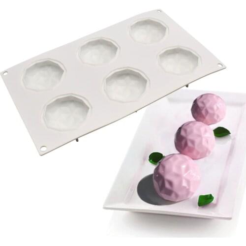 Silicone Moulds Mousse Mould for Jelly Pudding Chocolate, 6 Holes Round Diamonds