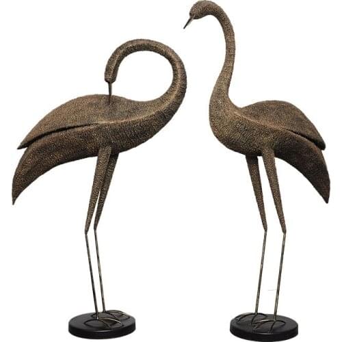 Hotel lobby decoration Red Crowned Crane Crane Club model room sales office art modern metal iron sculpture
