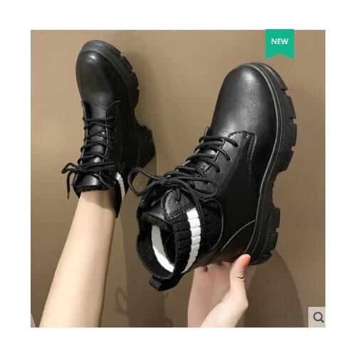 Ankle Boots for Women 2020 Autumn Boots Thick Heel Platform Shoes Woman Slip on Round Toe Fashion girl Boots