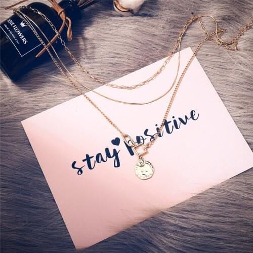 Fashion Gold Color Engraved Medallion Coin Necklace Women Vintage Multi Layered Pendant Necklace Collares Collier