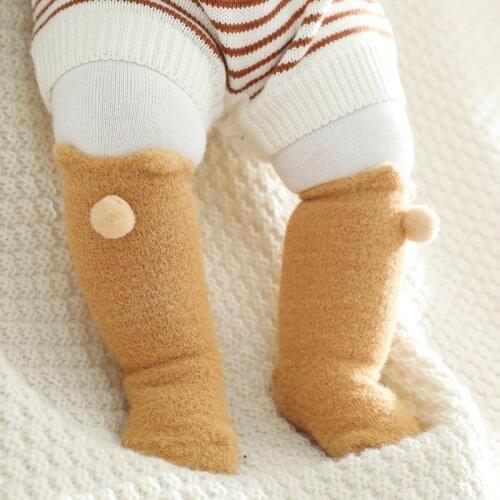 Newborn Infant Winter Anti Slip Long Sock Toddler Kids Baby Boy Girl velvet Thick Warm Cartoon Nylon Cute Thermal Knee High Sock