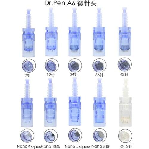 10pcs A6 Needle Cartridge Tattoo Tips 9/12/36/42/nano pin For Electric Micro Rolling Dr. pen Derma Stamp Therapy