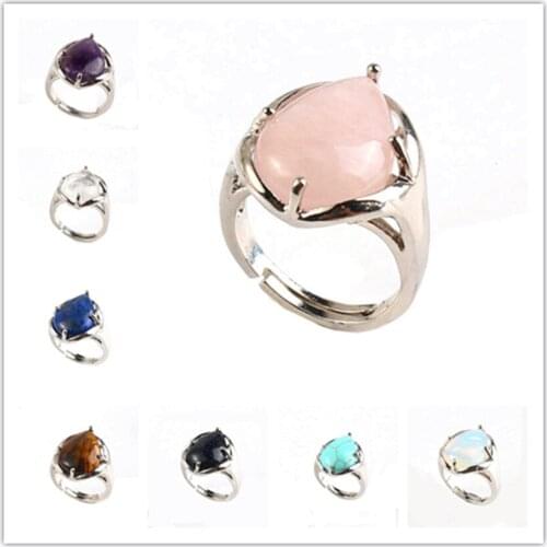 100-Unique 1 Pcs Personalized Silver Plated Rock Crystal Water Drop Shape Tiger Eye Stone Ring Modern Jewelry