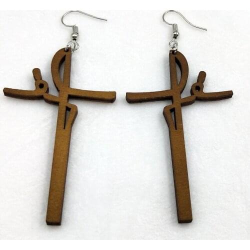 12 Pairs Good Quality Wood Earrings Organic brown Hollow African Woman Wooden Brincos Pendant 3.8-6.5cm