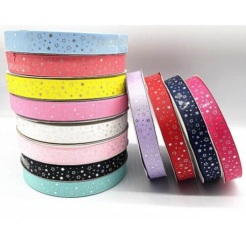 3 yards 25mm Grosgrain Ribbon Silvering Stars for Christmas Wedding Decoration DIY Sewing Handmand Crafts
