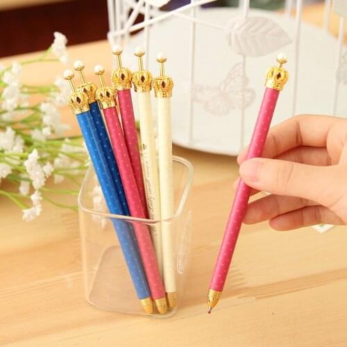 36 Pcs/lot Free Shipping Noble Crown Cap Press Type Gel Ink Pen Creative Promotional Gift Gel Pen Student Gift Wholesale